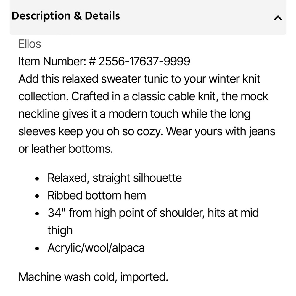 Ellos Pullover Cable Tunic Sweater - image 3